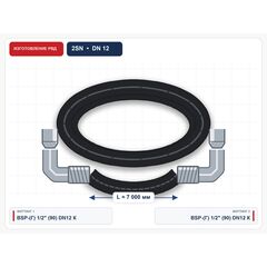 РВД 2SN в сборе, DN12, 7 м, фитинги BSP гайка 1/2" (90) и BSP гайка 1/2" (90)