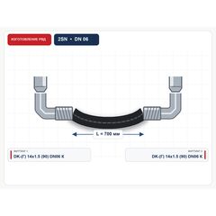 РВД 2SN в сборе, DN6, 700 мм, фитинги DK гайка 14×1.5 (90) и DK гайка 14×1.5 (90)